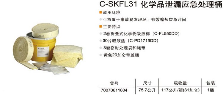 3M C-SKFL31 化學品泄露應(yīng)急處理桶